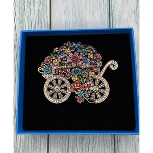 Heidi Daus Vintage "Petal Pusher" Brooch Multi Color Crystal New in Box